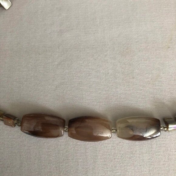 MOP Metallic Chip Stone Beaded Toggle Necklace - Picture 5 of 8